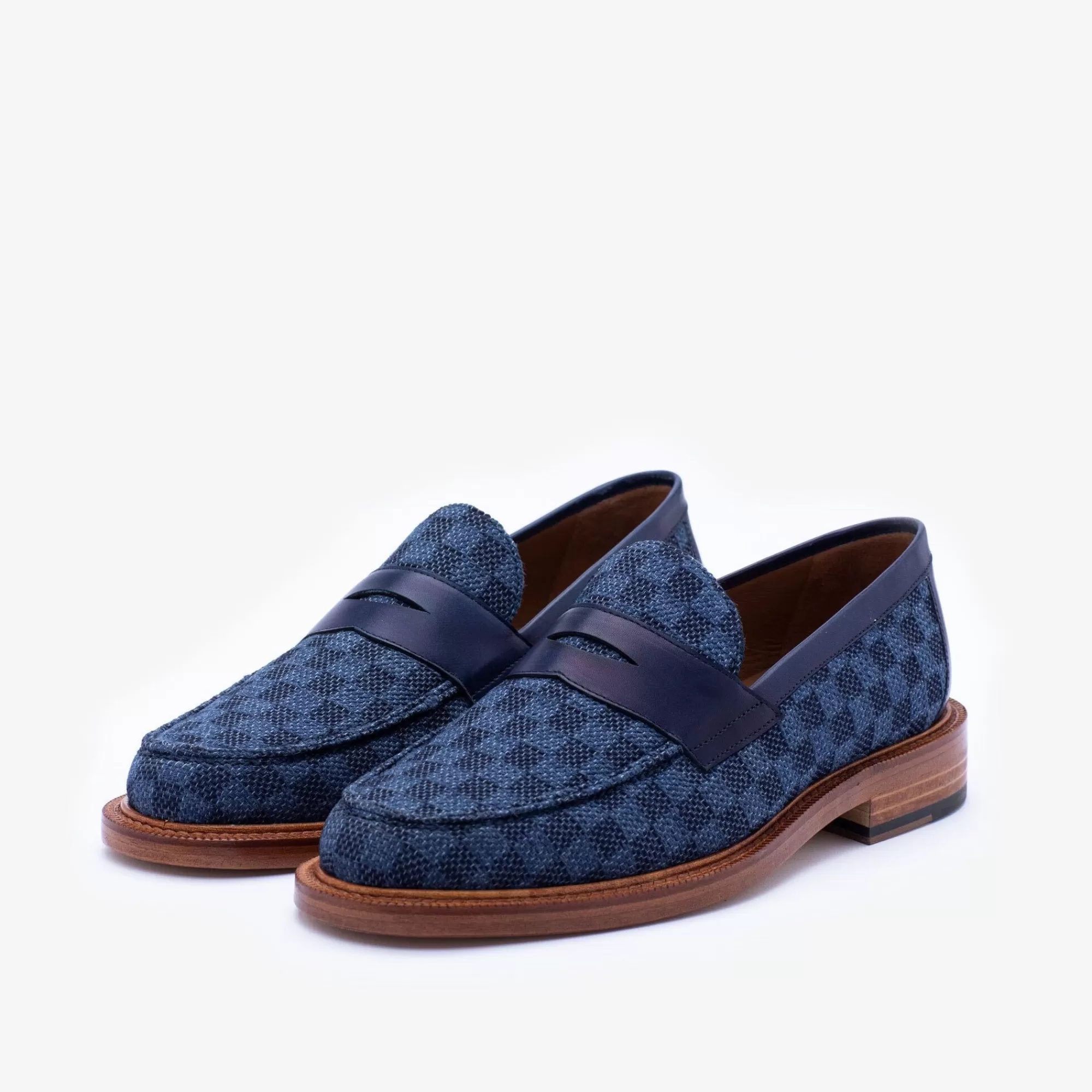 Best Sale De Fitz-Loafer In Blauwe Ruit - Blauwe Loafers | Heren Loafers | Schoenen