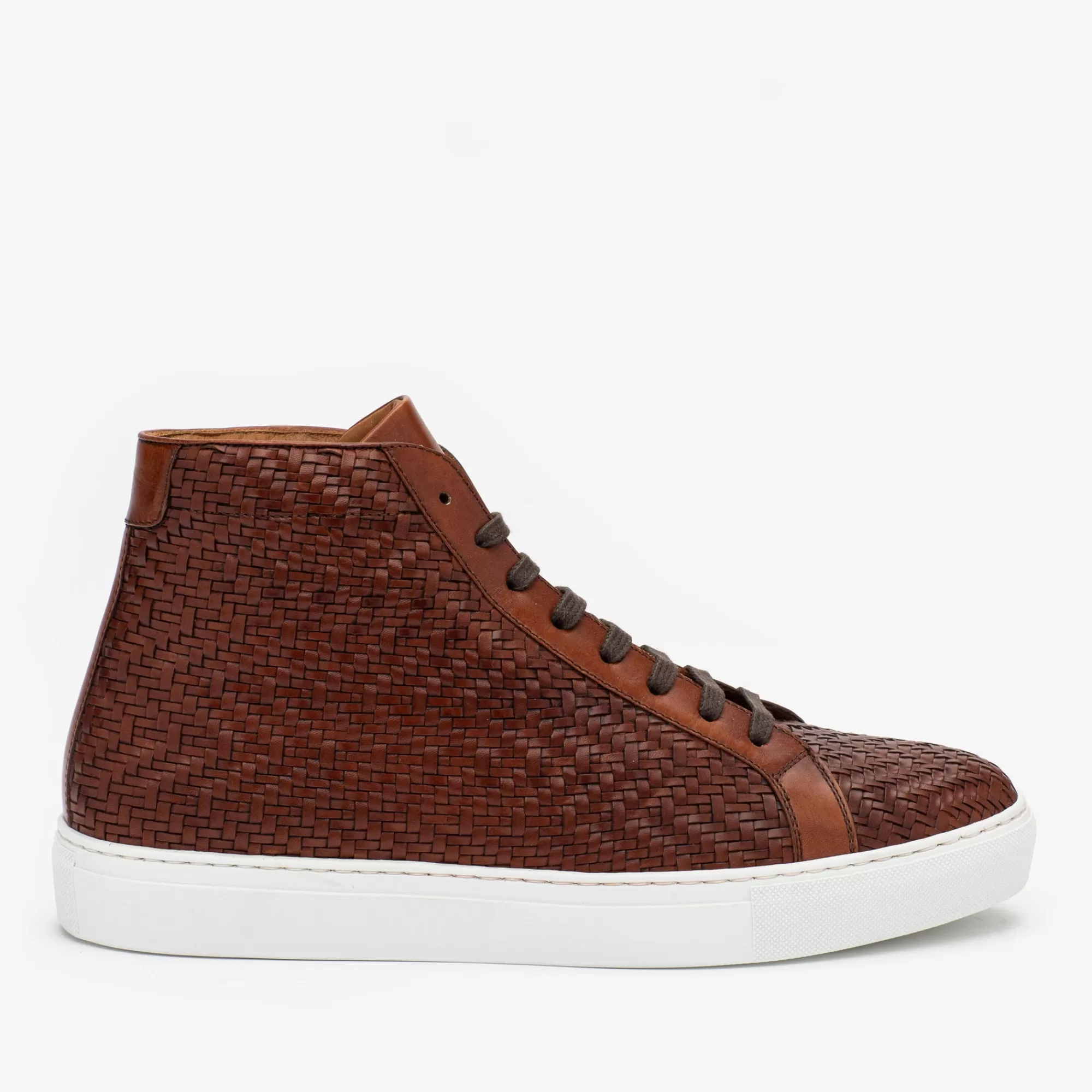 Online De Hightop Sneaker Van Geweven Bruin Leer | Heren Sneakers