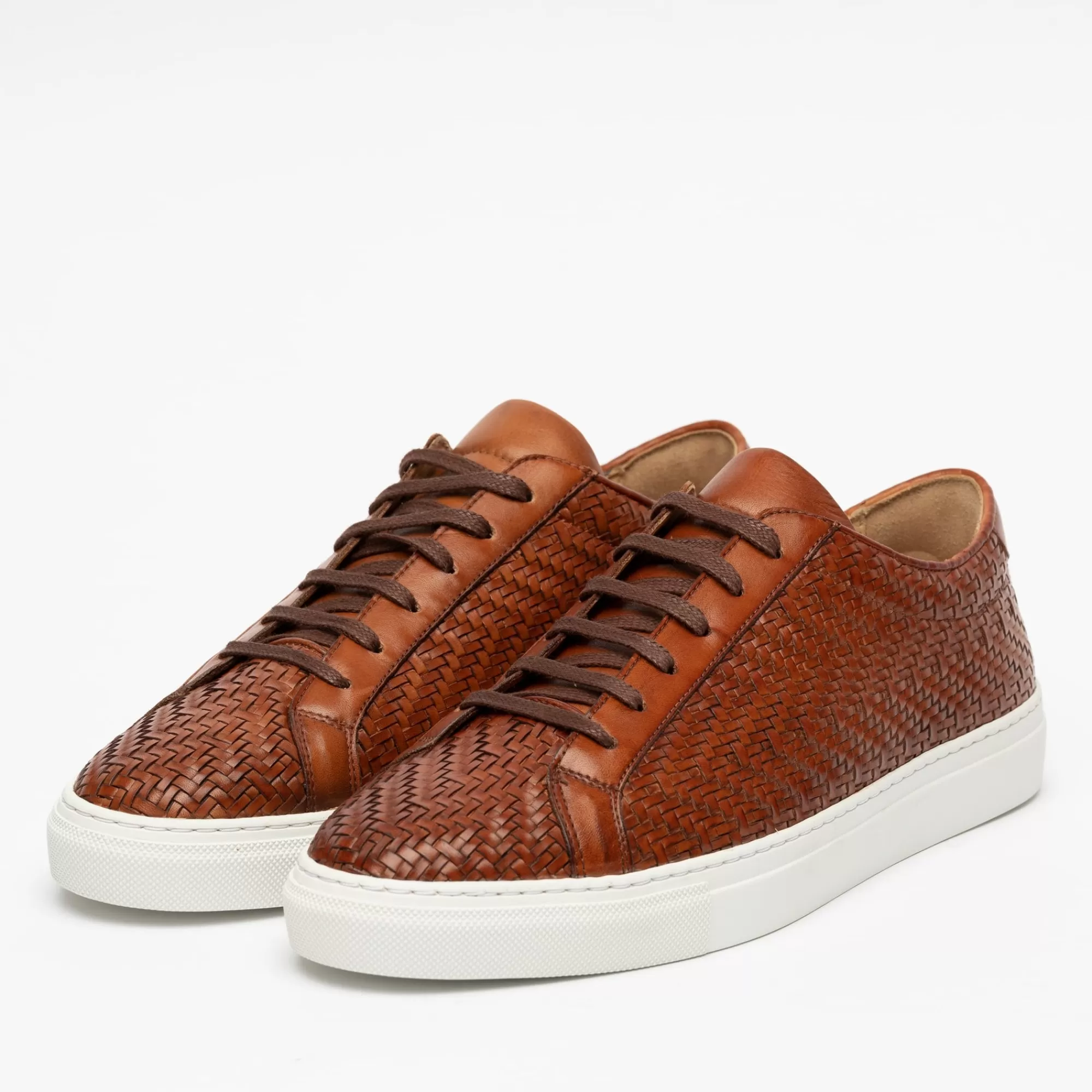 New De Sneaker Van Geweven Bruin Leer | Heren Sneakers