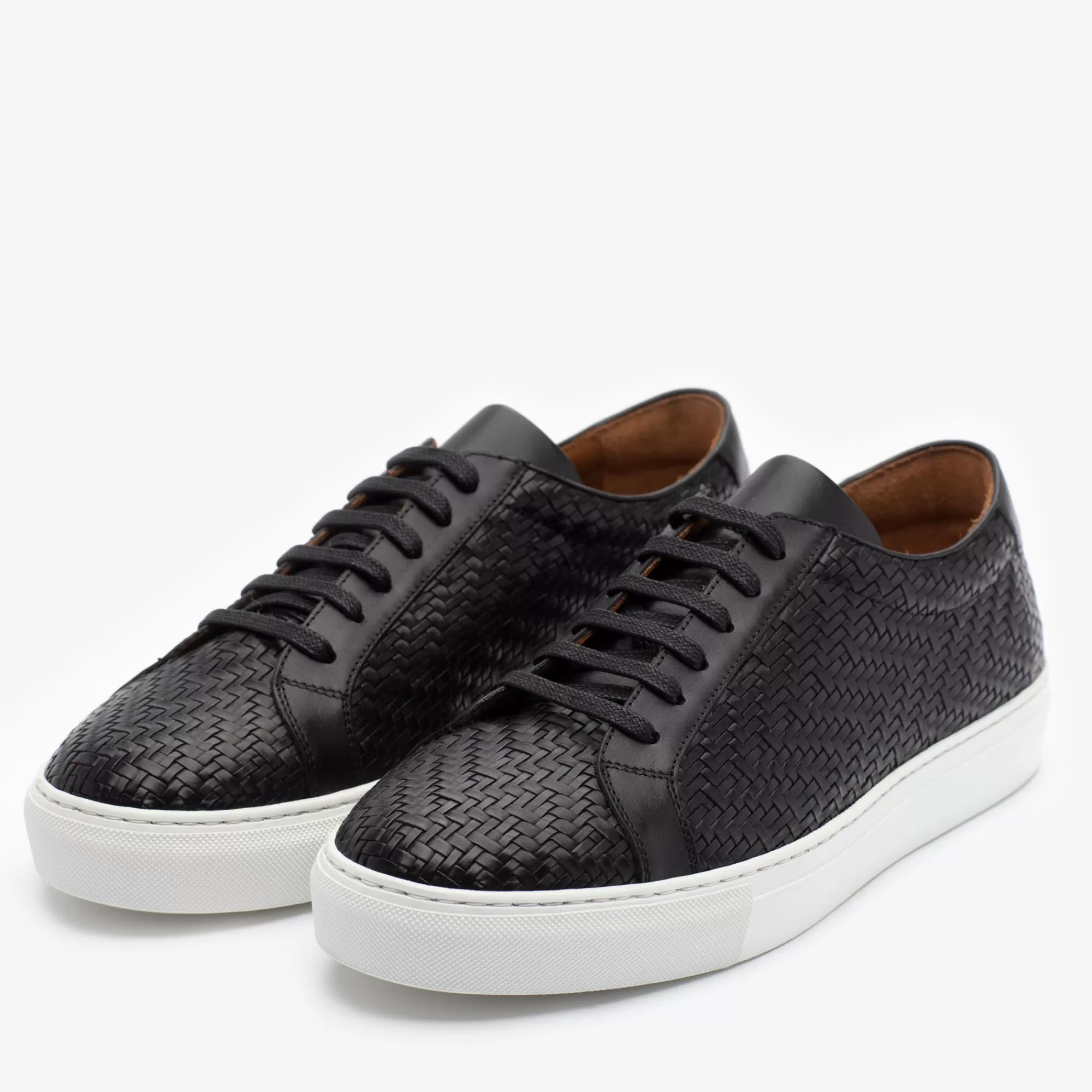 Sale De Sneaker Van Zwart Geweven Leer | Heren Sneakers